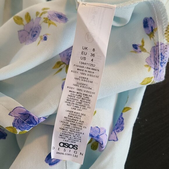 ASOS Blue Floral Maxi Slip Dress Romantic Feminine Fairy Cottage Lightweight 4 - Picture 4 of 9